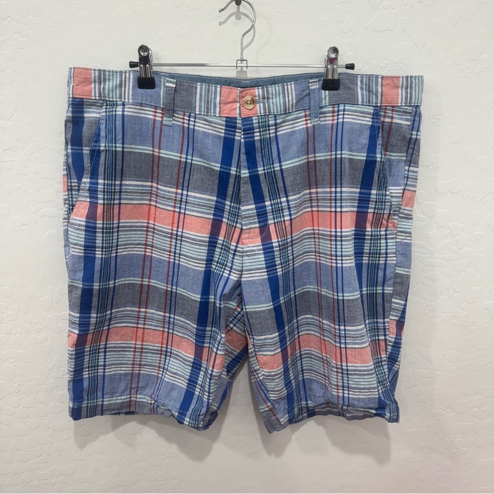 U.S. Polo Assn. Plaid Shorts Mens 38 Pink Blue Casual Cotton Spring Preppy